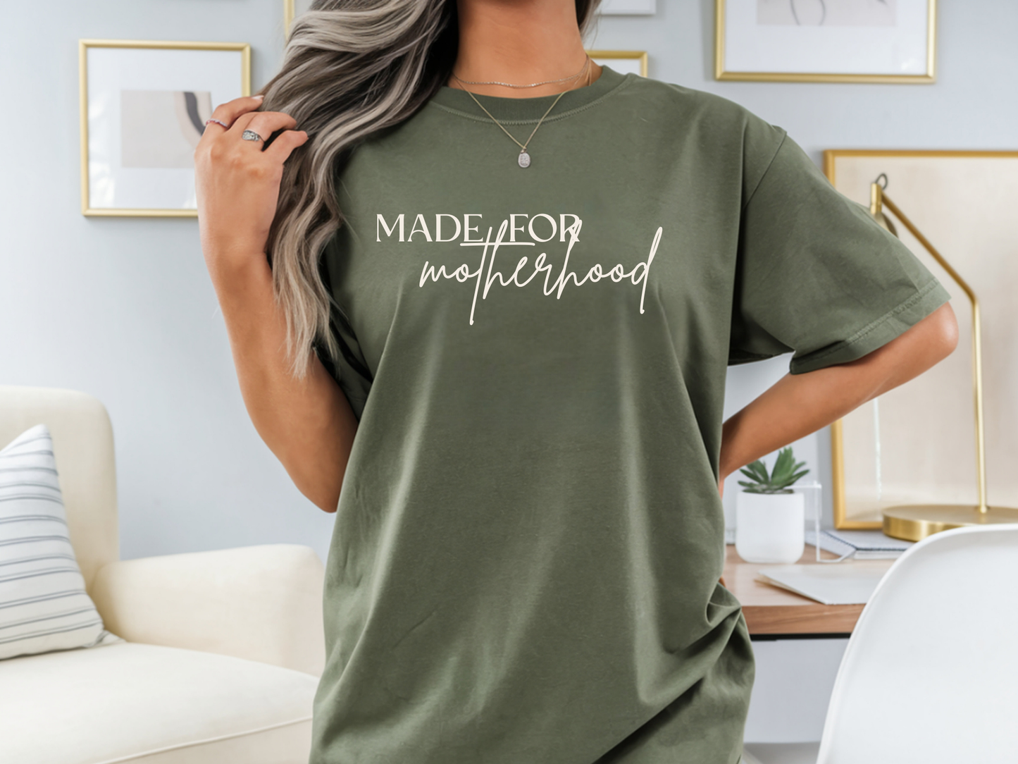 Made For Motherhood Olive Script Tee