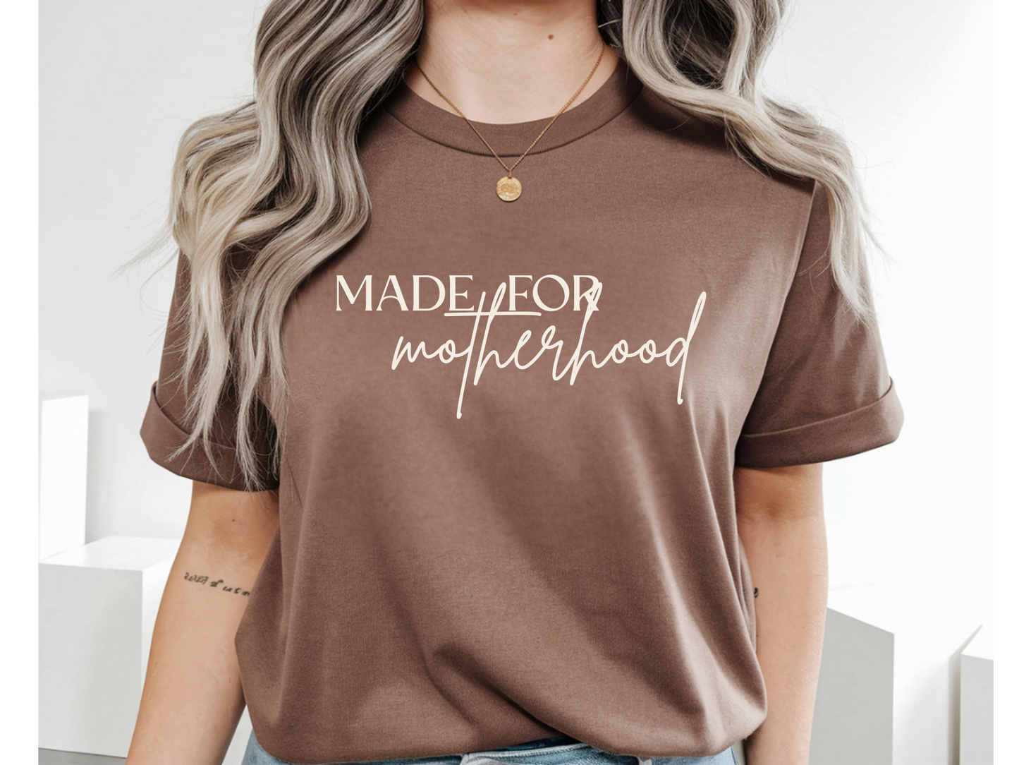 Made For Motherhood Espresso Script Tee