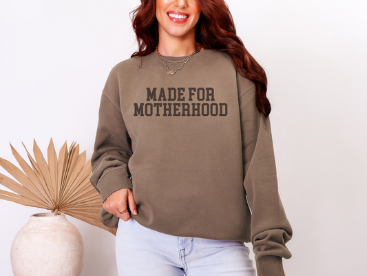 Made For Motherhood Espresso Varsity Crewneck Sweatshirt in Cocoa